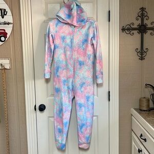Justice size 10 One Piece Hooded Tie Dye Magical Dragon Wings Pastel